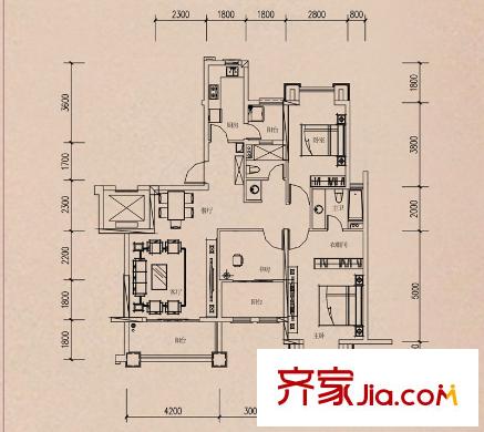 銀海白沙郡洋房B1戶型 3室2廳2衛(wèi)1廚
