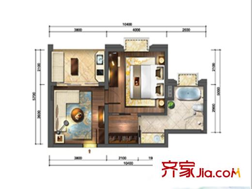昆明鑫益豪生溫泉度假酒店A戶型 1室1廳1衛(wèi)1廚