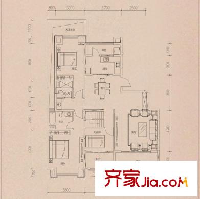 銀海白沙郡洋房C3戶型 4室2廳2衛(wèi)1廚