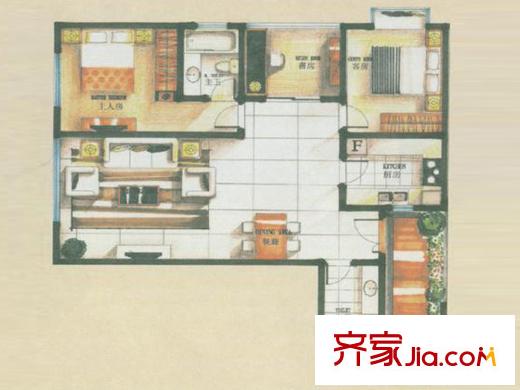 匯都國際B1戶型 3室2廳2衛(wèi)1廚
