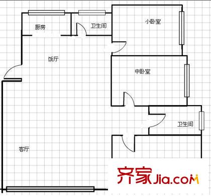 昆百大曇華寺住宅小區(qū) 3室 戶型圖