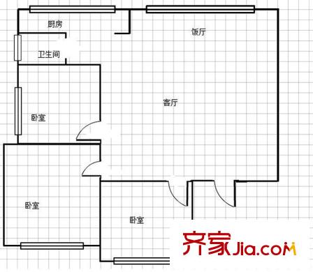 昆百大曇華寺住宅小區(qū) 3室 戶型圖