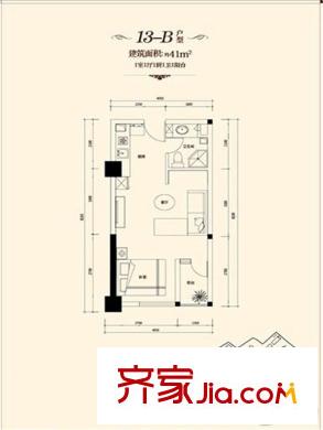 楓橋家園13-B戶型 1室1廳1衛(wèi)1廚