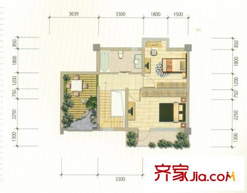 野鴨湖?酩悅臺度假公寓C躍層二層 1室1廳1衛(wèi)1廚