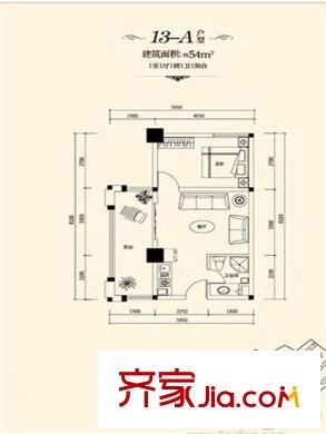 楓橋家園13-A戶型 1室1廳1衛(wèi)1廚