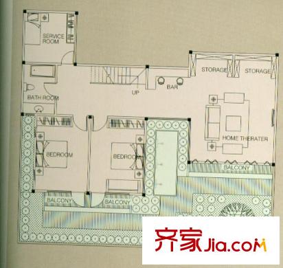 茉莉唐朝別墅戶型圖F1陽光功能樓層 3室2廳1衛(wèi)
