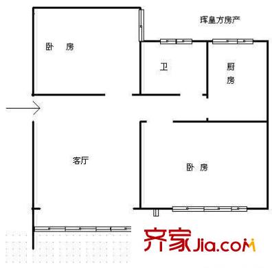 探礦廠生活區(qū) 2室 戶型圖