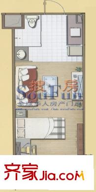 金葉緹香愛尚戶型圖個性一居 1室1廳1衛(wèi)1廚