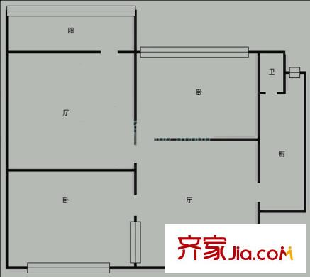 貴研小區(qū) 2室 戶型圖