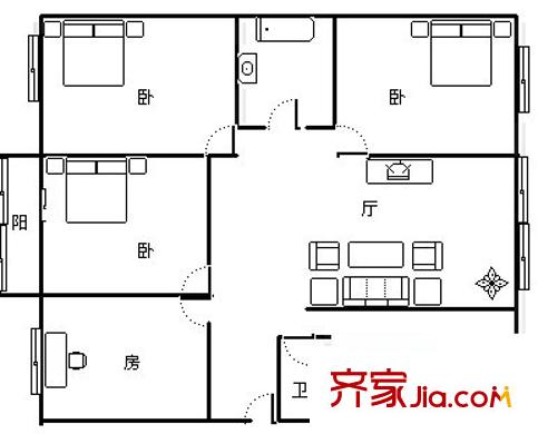集大廣場 3室 戶型圖