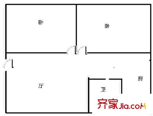 生物制藥廠宿舍區(qū) 2室 戶型圖