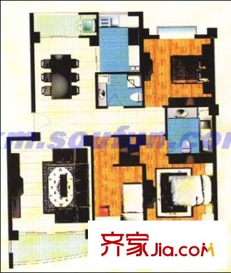 文翠園戶型圖D戶型 3室2廳2衛(wèi)1廚