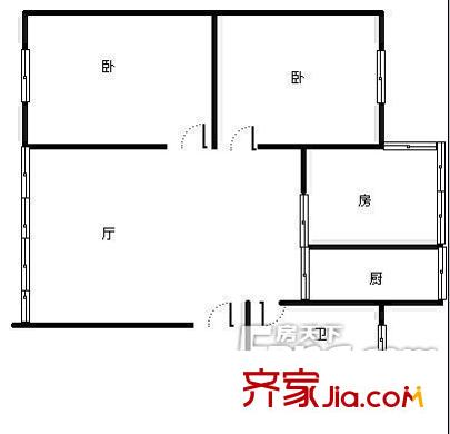 靖國新村戶型圖405355367200 2室1廳1衛(wèi)1廚