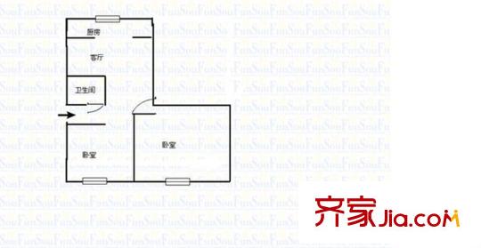 生物制藥廠宿舍區(qū) 2室 戶型圖