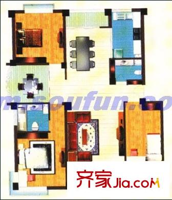文翠園戶型圖F戶型 4室2廳2衛(wèi)1廚