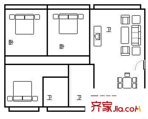 榕苑 3室 戶型圖