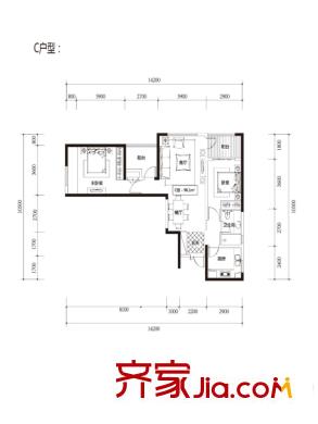 中天城?天闊C戶型 2室2廳1衛(wèi)1廚