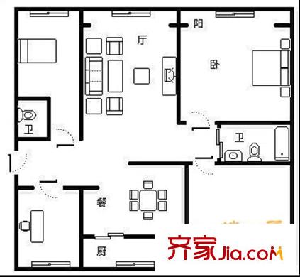 昆明大學(xué)西二院 3室 戶型圖