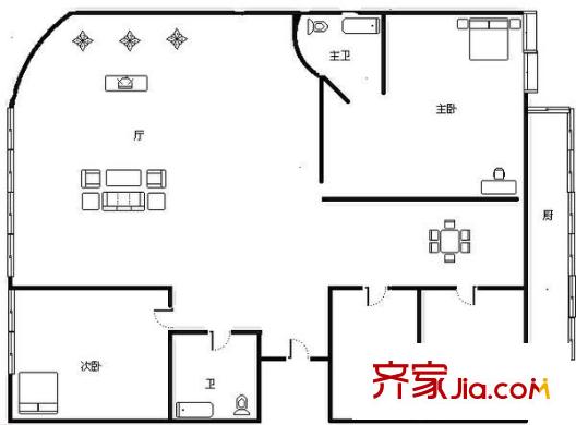 翠湖俊園戶型圖俊園 4室 戶型圖 4室2廳2衛(wèi)1廚