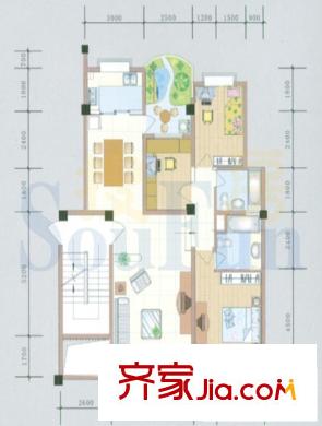 大成名園戶型圖C平錯(cuò)戶型 3室2廳2衛(wèi)1廚