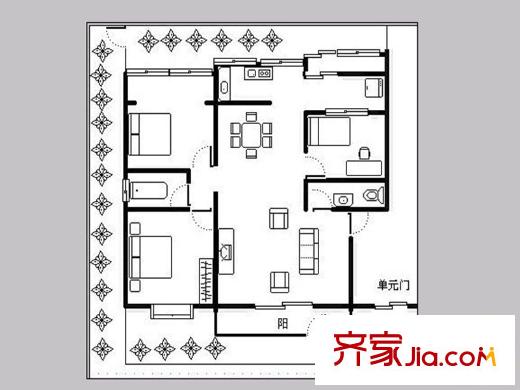 桂華園 3室 戶型圖