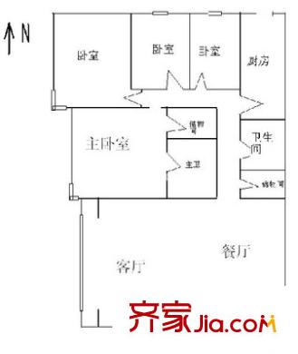 西房高新花園 3室 戶型圖