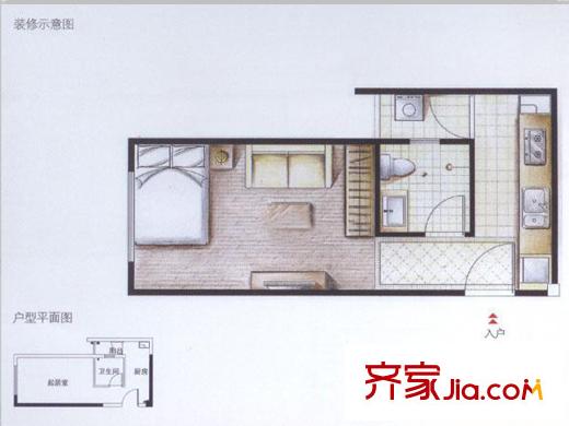 龍躍大廈 1居室 戶型圖
