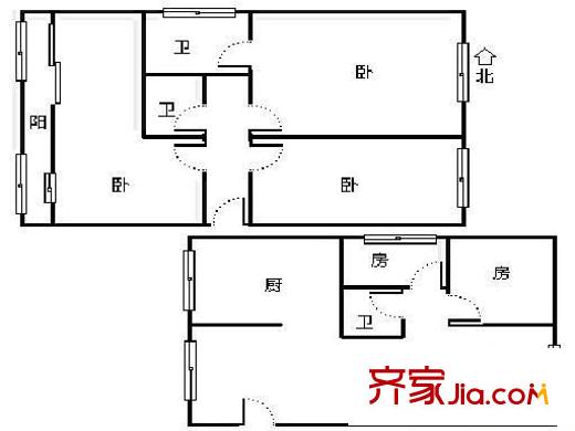巴士西苑 5室 戶型圖