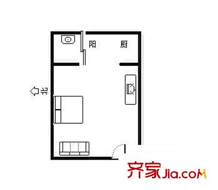樂酷公寓 1室 戶型圖