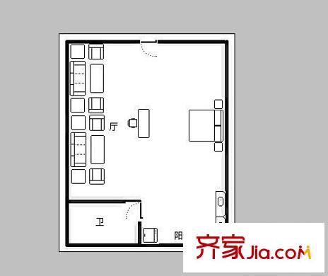 樂酷公寓 1室 戶型圖