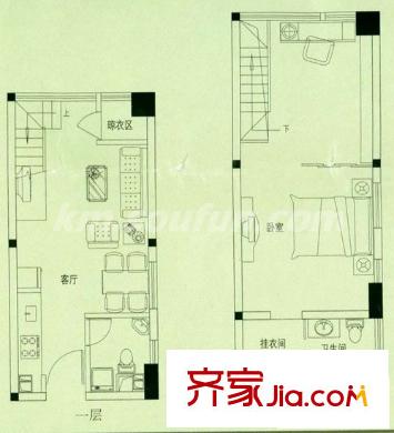 美樹星城戶型圖B座A戶型 2室2廳2衛(wèi)1廚