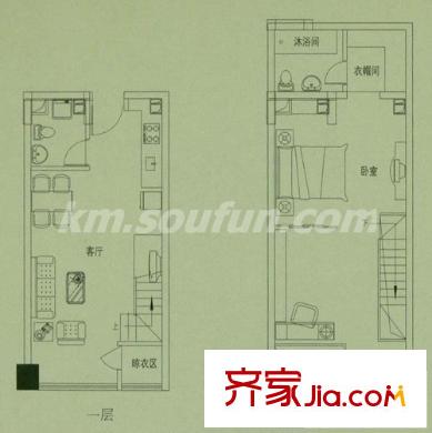 美樹星城戶型圖A座B戶型 2室2廳2衛(wèi)1廚
