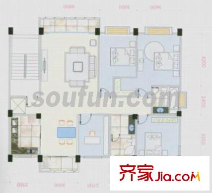 晴朗云安戶型圖晴朗C型 4室2廳2衛(wèi)1廚