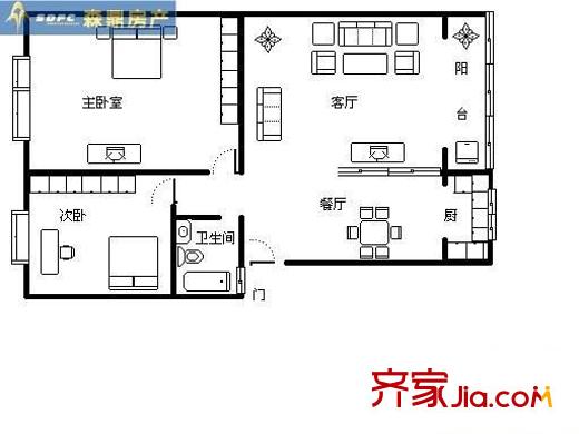 晴朗云安 2室 戶(hù)型圖