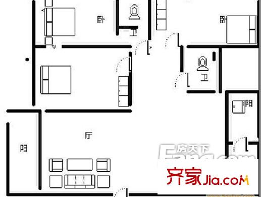 平和花園 3室 戶型圖