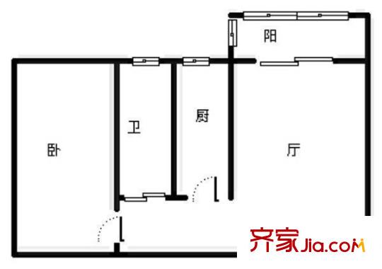 江東花城戶型圖戶型圖 1室 1室1廳1衛(wèi)1廚