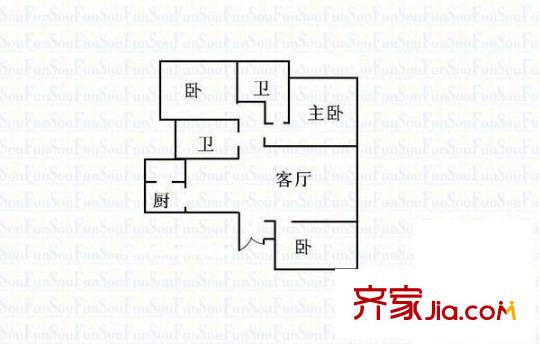 世紀(jì)城嵐春苑戶型圖嵐春苑 3室 戶型圖 3室2廳1衛(wèi)1廚