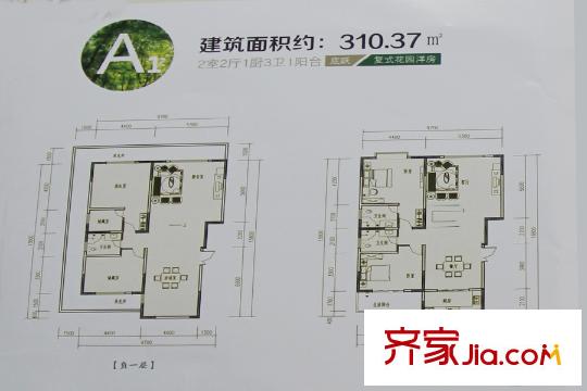 云潤(rùn)天陽(yáng)洋房A1戶型 2室2廳3衛(wèi)1廚