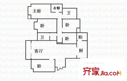 世紀(jì)城傲春苑戶型圖傲春苑 5室 戶型圖 5室1廳3衛(wèi)1廚