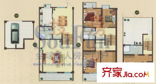 上游水岸戶型圖D-3戶型 5室2廳3衛(wèi)1廚