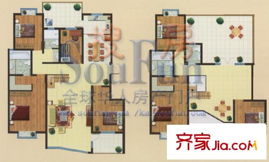 上游水岸戶型圖B躍戶型 7室3廳4衛(wèi)1廚