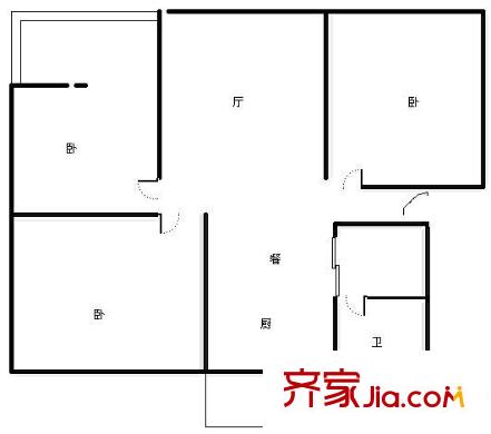 大樹營市政府小區(qū) 3室 戶型圖