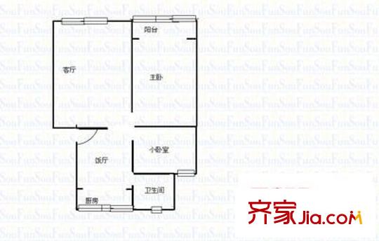 大樹營市政府小區(qū) 2室 戶型圖