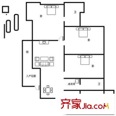 中央麗城 3室 戶型圖