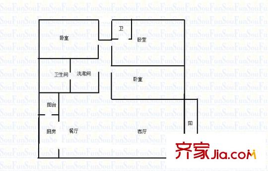 江東花城 3室 戶型圖