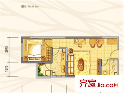 朝九晚五3-C1戶型_ 1室2廳1衛(wèi)1廚