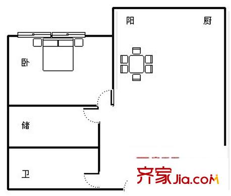 中央麗城 1室 戶型圖
