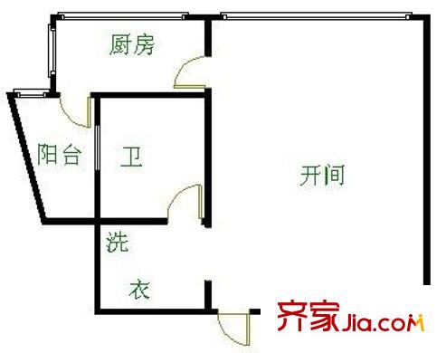 水晶俊園 1室 戶型圖