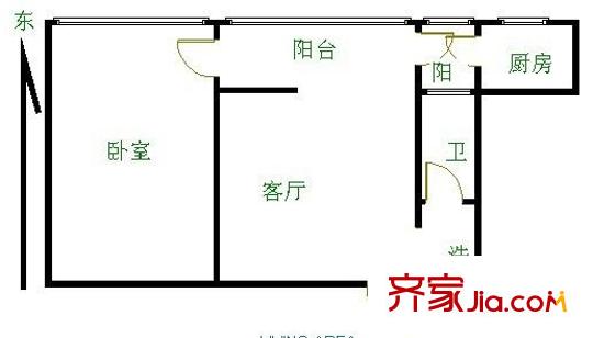 水晶俊園 1室 戶型圖