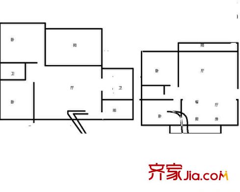 滇池衛(wèi)城藍(lán)域晴天 6室 戶型圖
